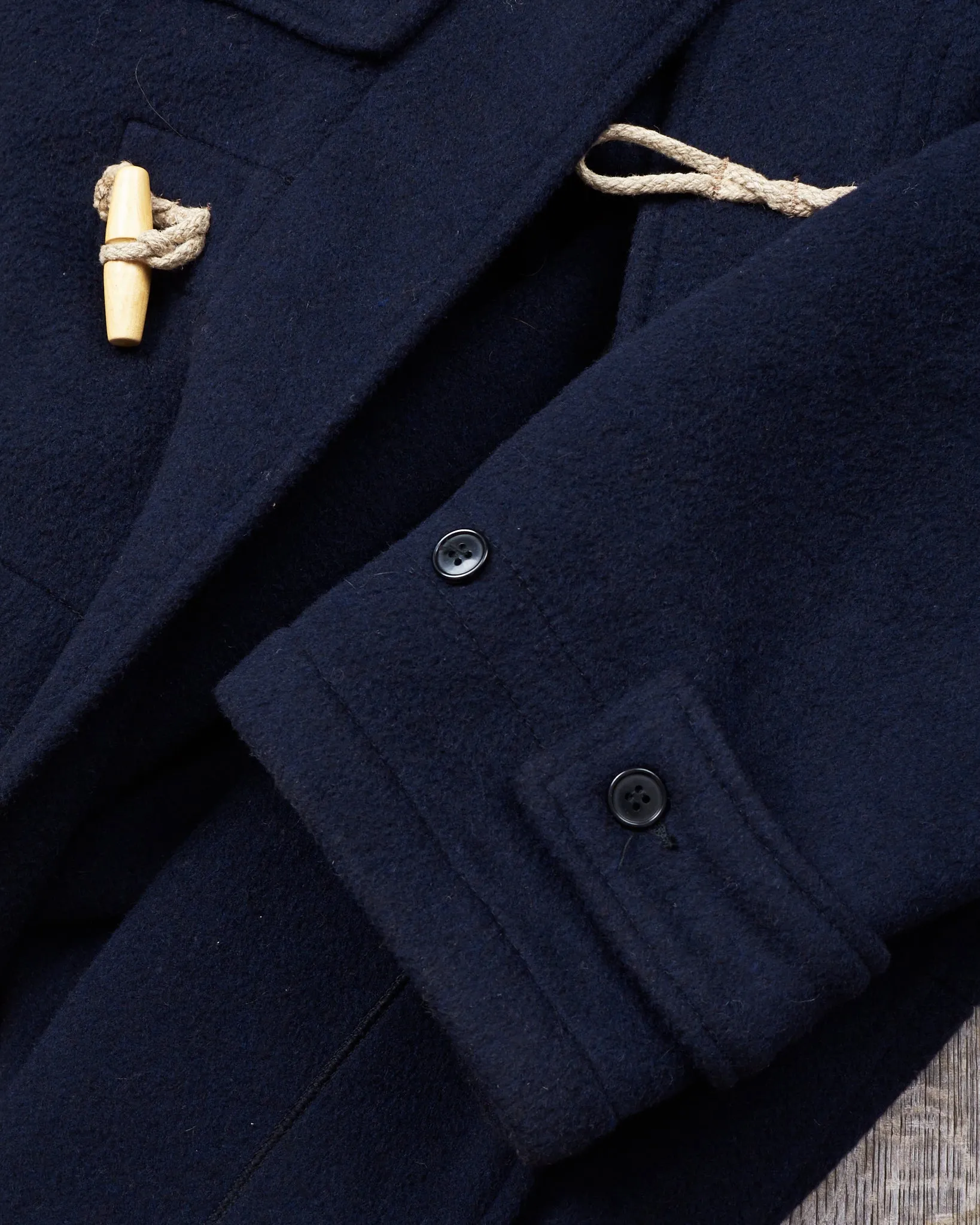 Second Hand Gloverall Duffle Coat Navy Wool Blend Size L
