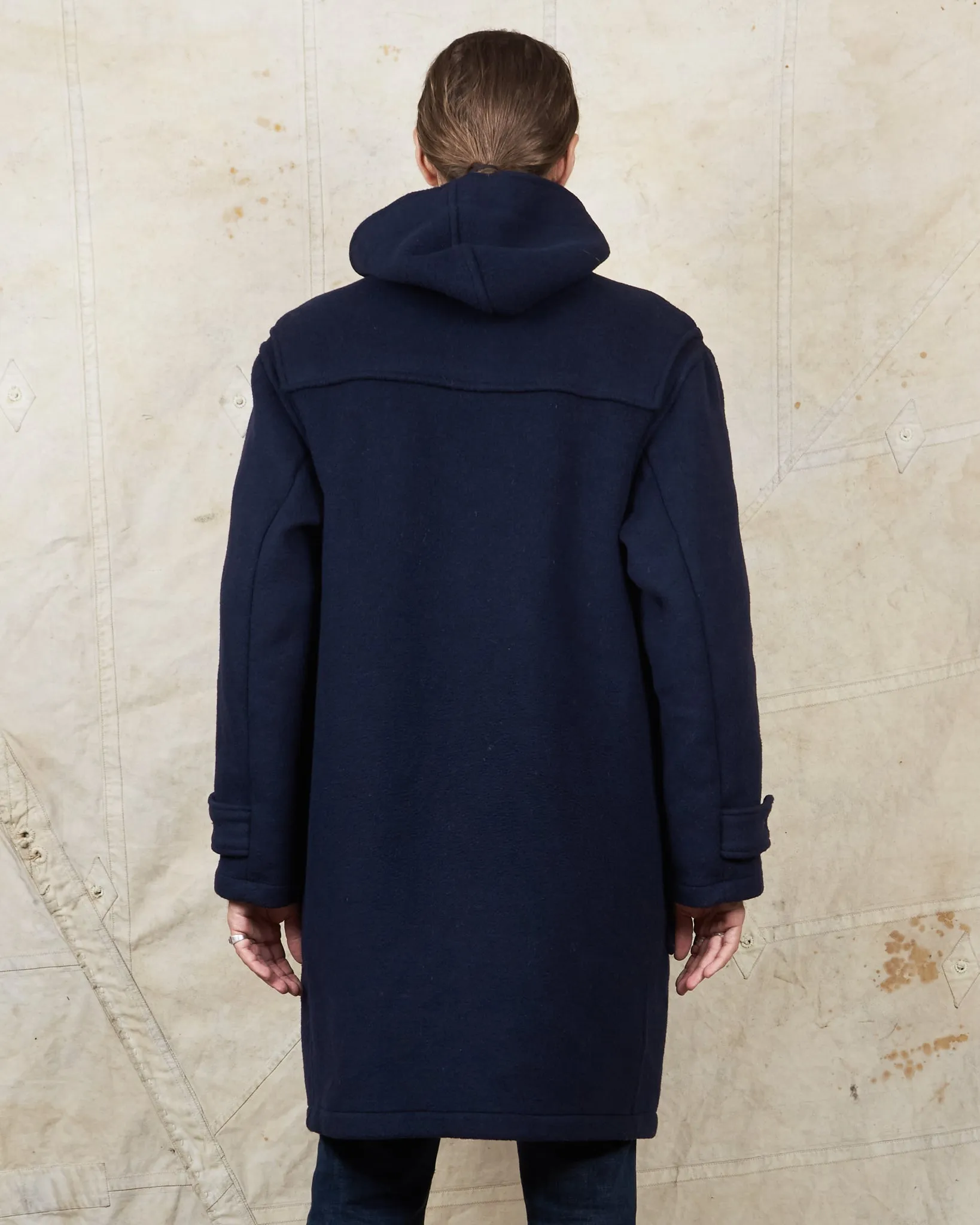 Second Hand Gloverall Duffle Coat Navy Wool Blend Size L