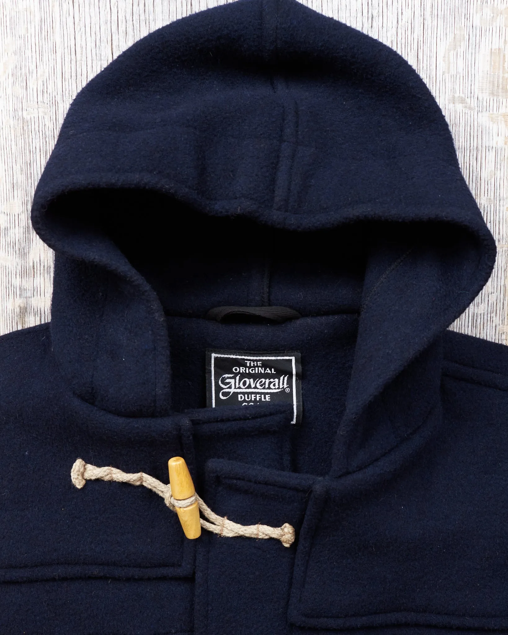 Second Hand Gloverall Duffle Coat Navy Wool Blend Size L