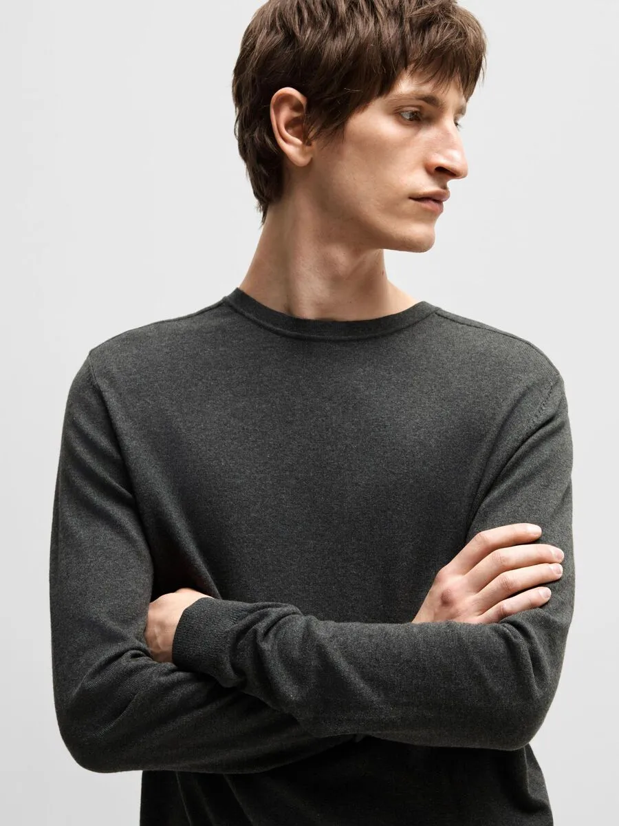 SELECTED | LANGARM STRICKPULLOVER BERG | Antracit melange