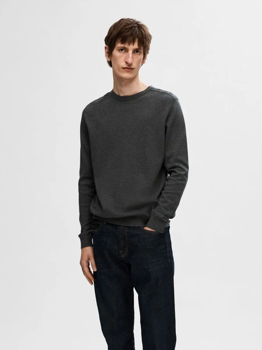 SELECTED | LANGARM STRICKPULLOVER BERG | Antracit melange