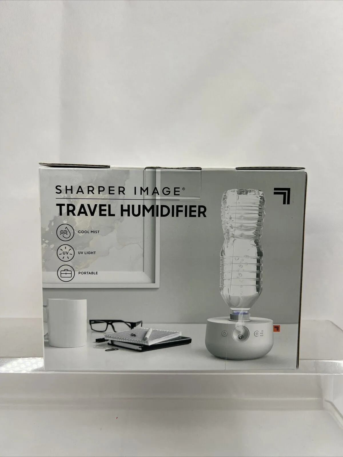 Sharper Image Portable Mini Travel Humidifier Cool Mist, UV light USB or Battery
