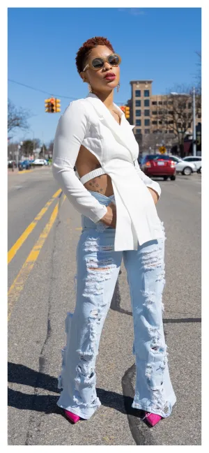 Shedding her Bell Bottom Jeans