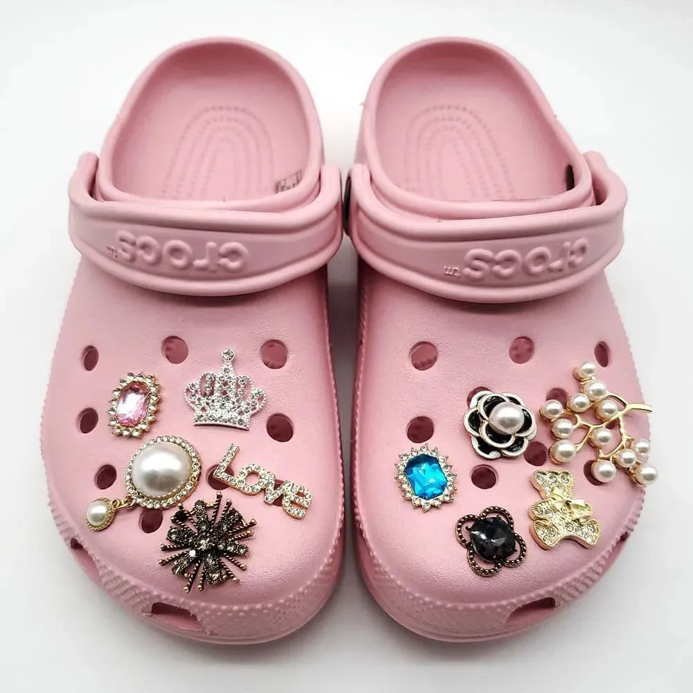 Shoe charms - 2 Pearls with black surround