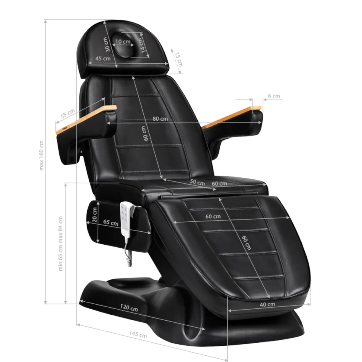 Sillon Electric Cosmetic Chair LUX 273B 3 Actuators Black