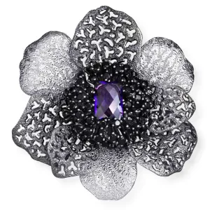 Silver Coronaria Brooch/Pendant with Amethyst & Spinel