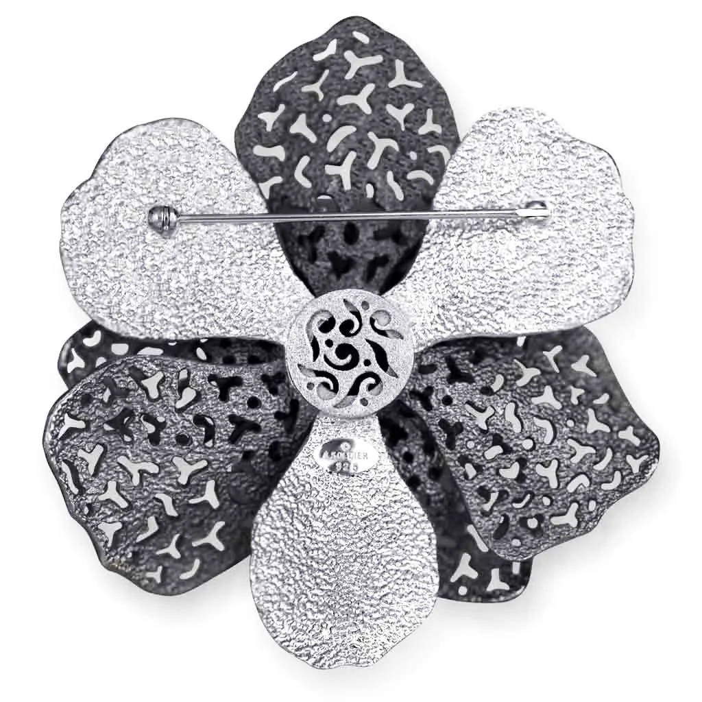 Silver Coronaria Brooch/Pendant with Amethyst & Spinel