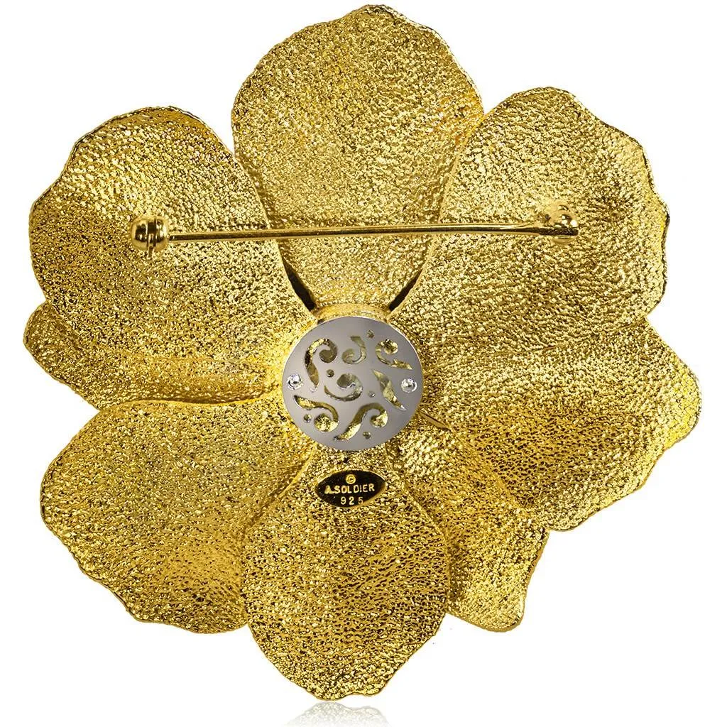 Silver Coronaria Brooch/Pendant with Green Agate Quartz