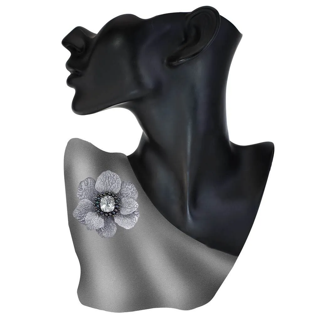 Silver Coronaria Brooch/Pendant with Topaz & Pearls