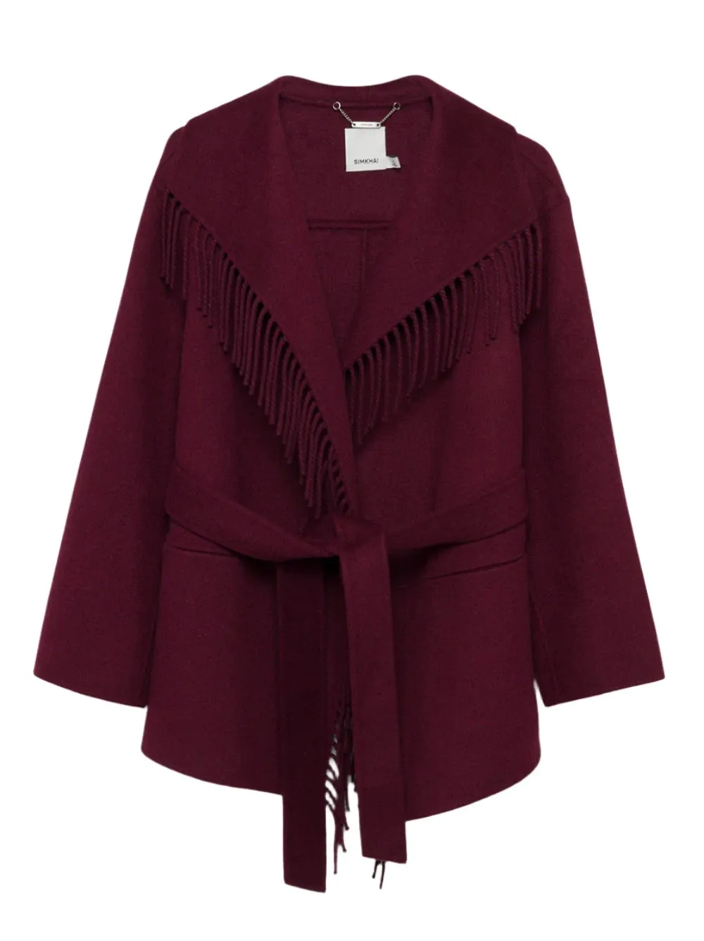Simkhai Rowen Fringe Cardigan in Oxblood