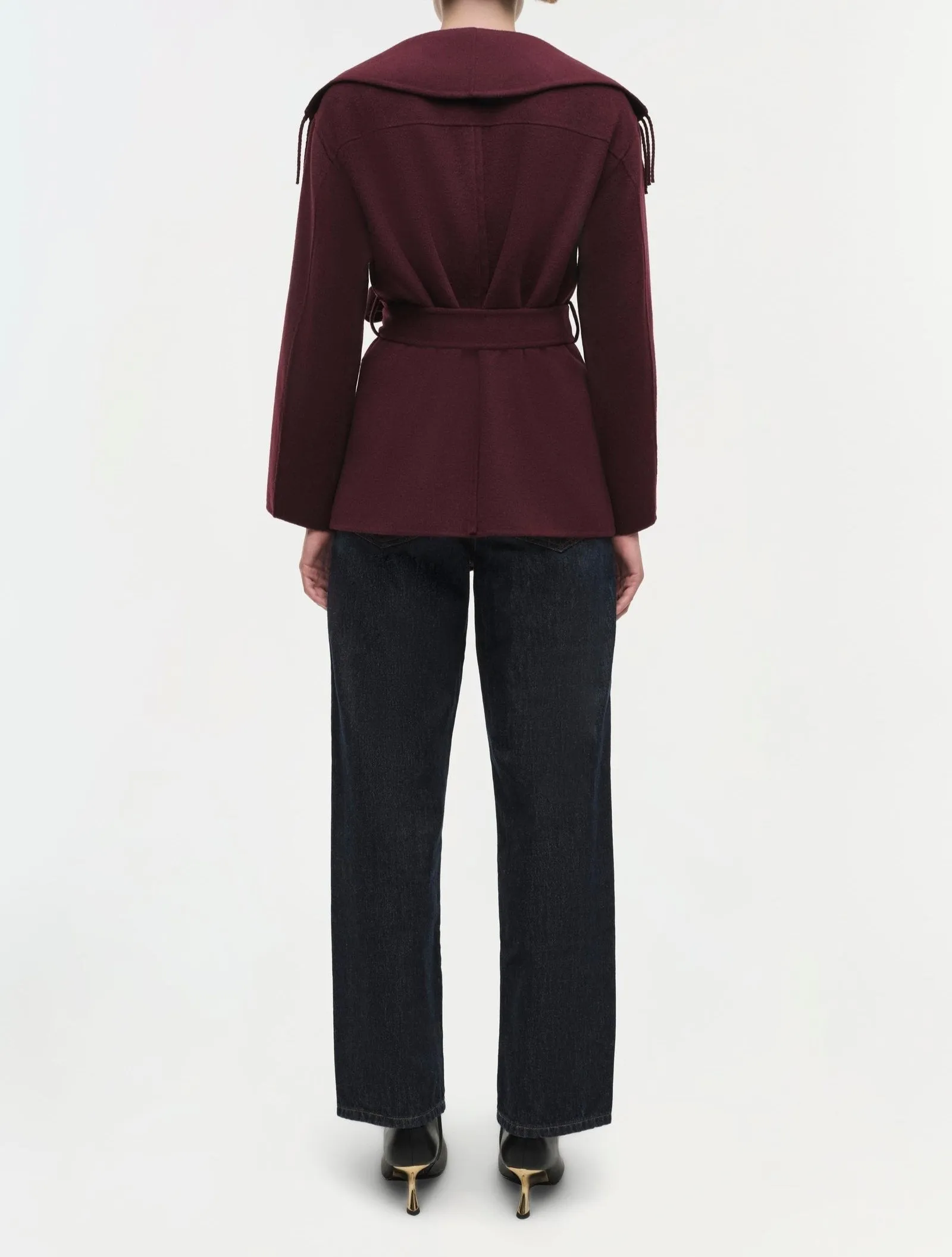 Simkhai Rowen Fringe Cardigan in Oxblood