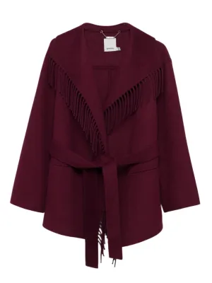 Simkhai Rowen Fringe Cardigan in Oxblood