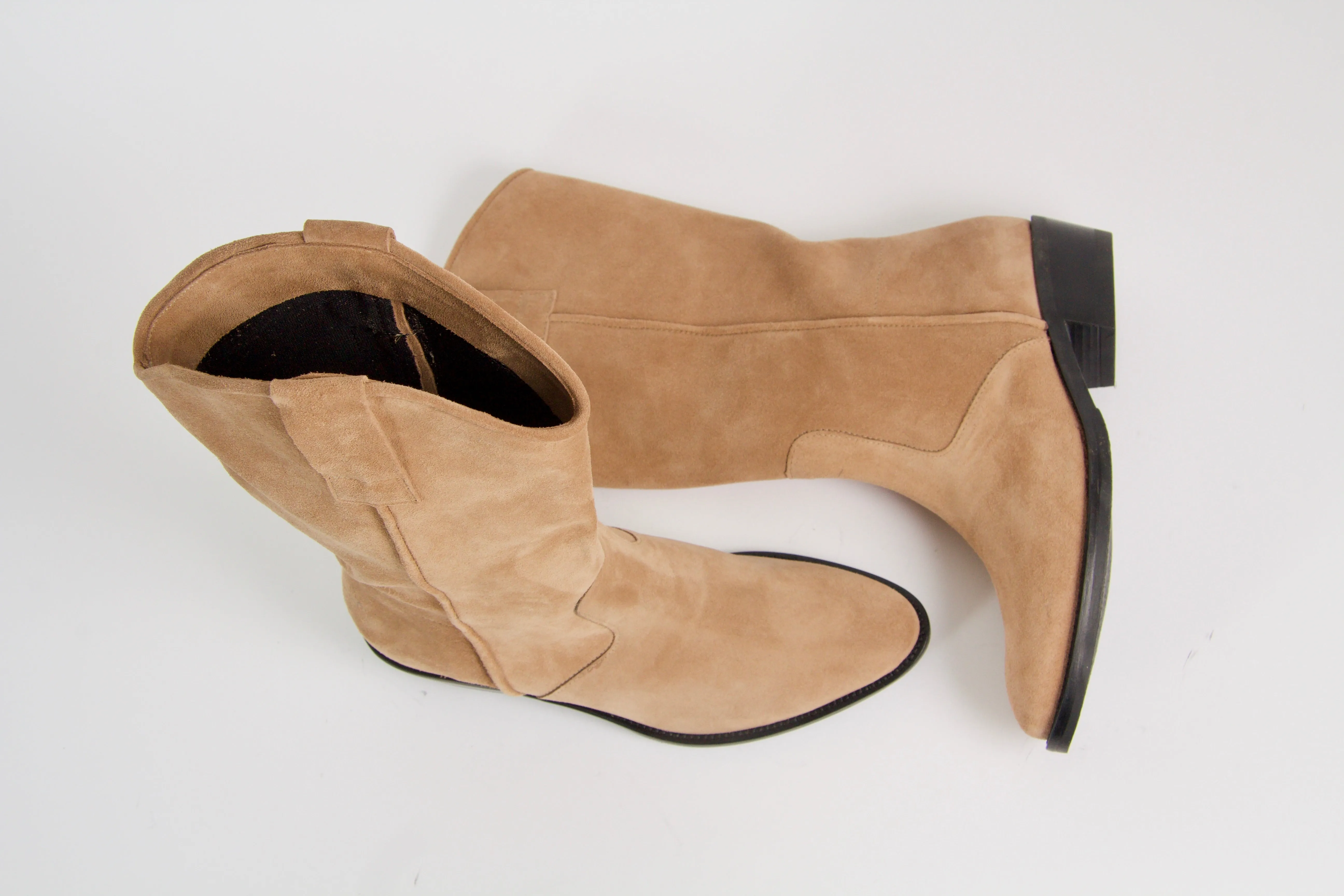 Simona Beige Suede Western Boots