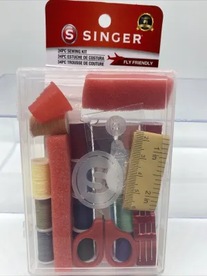 SINGER 00279 34pc Sewing Kit Travel Box Thread Scissors Needle Tape Measure￼￼