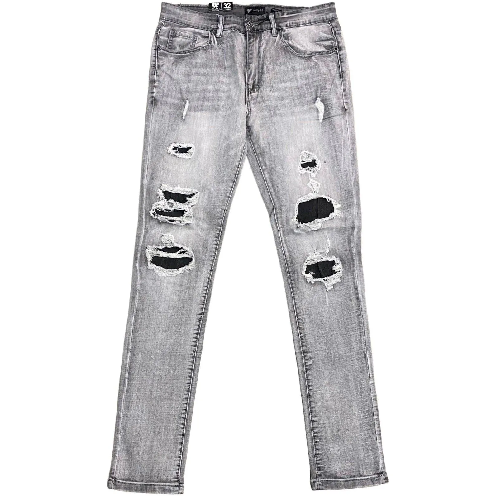 SKINNY FIT DENIM (GREY BLEACH)