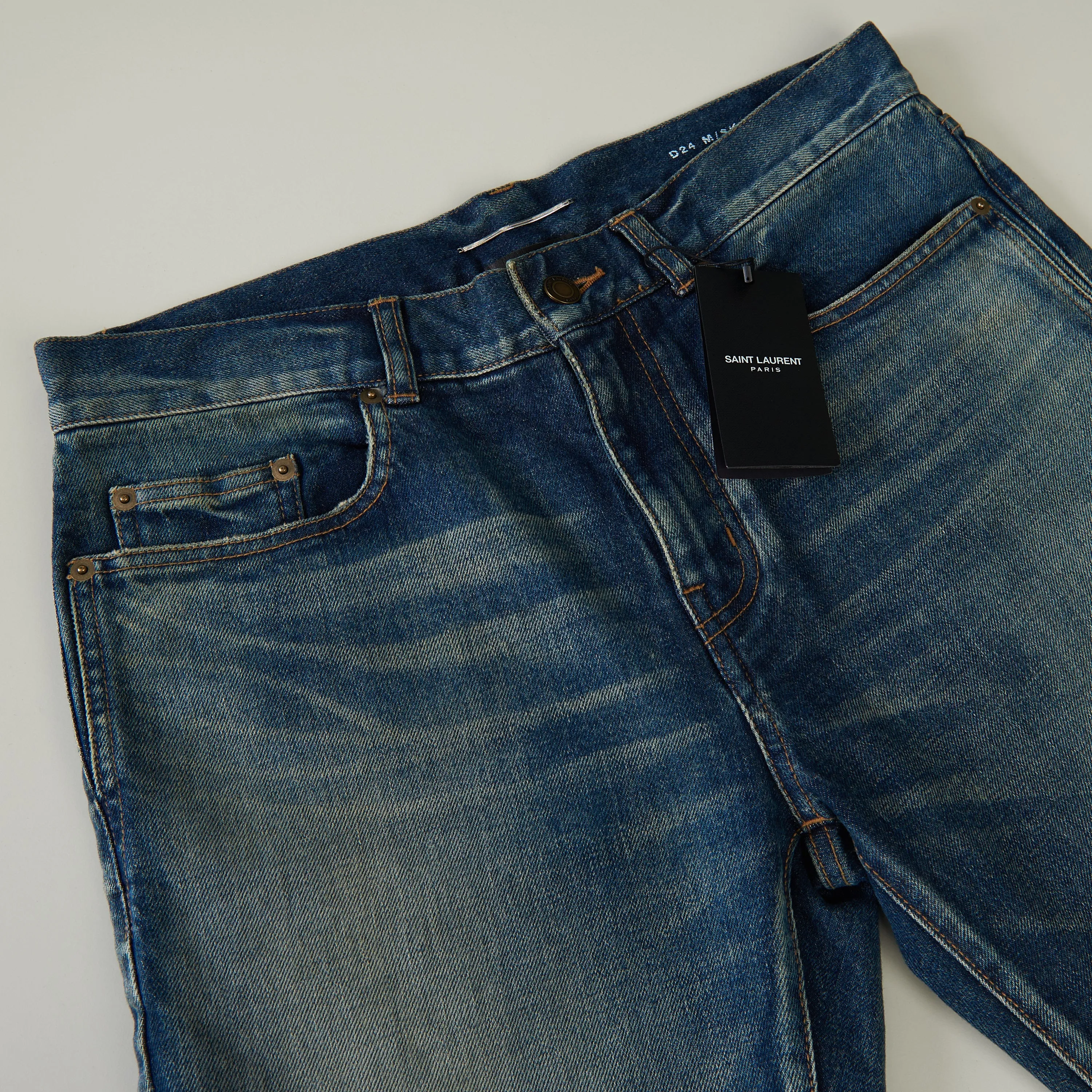 Skinny Jeans - Vintage Blue Denim, Mid Rise, Five Pocket