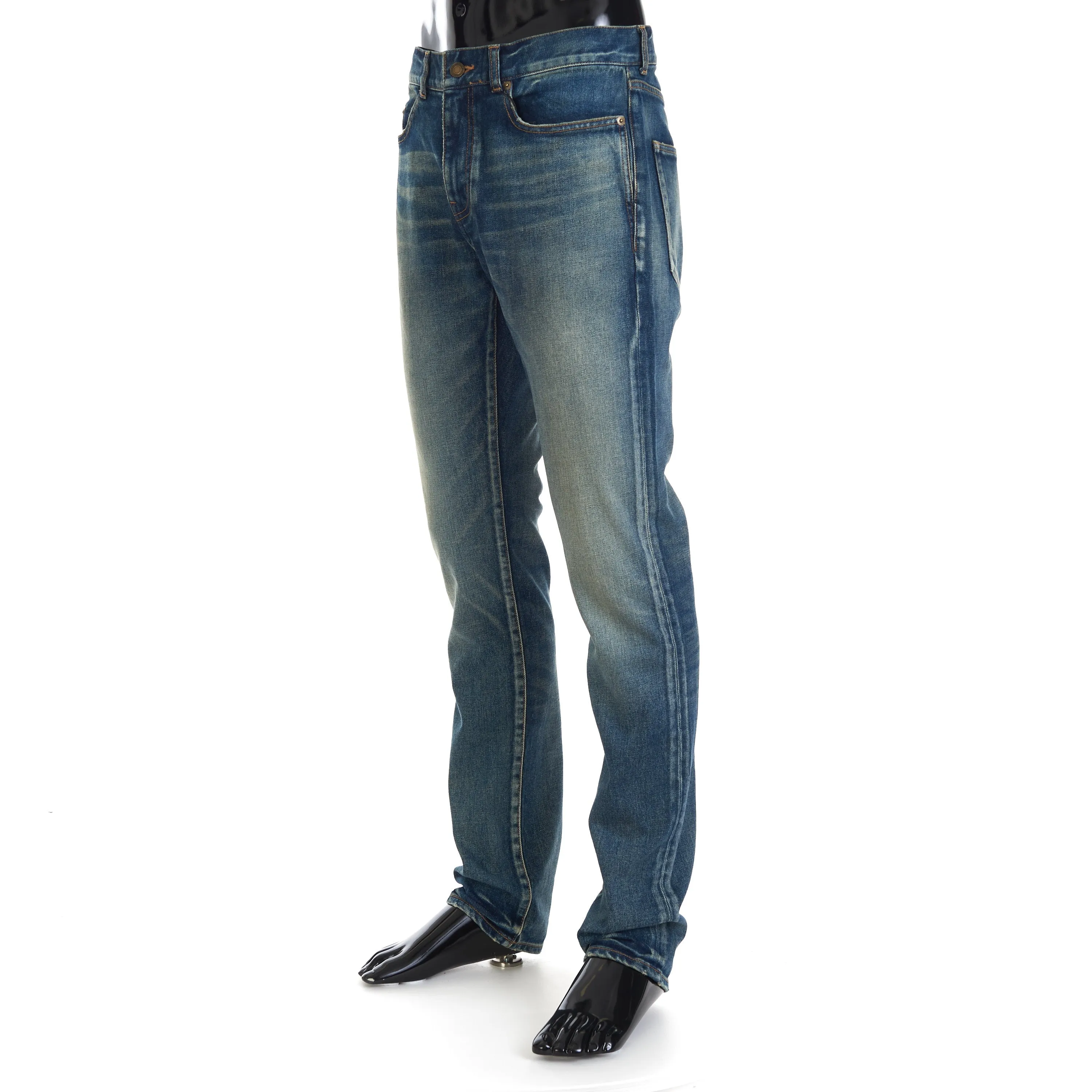 Skinny Jeans - Vintage Blue Denim, Mid Rise, Five Pocket