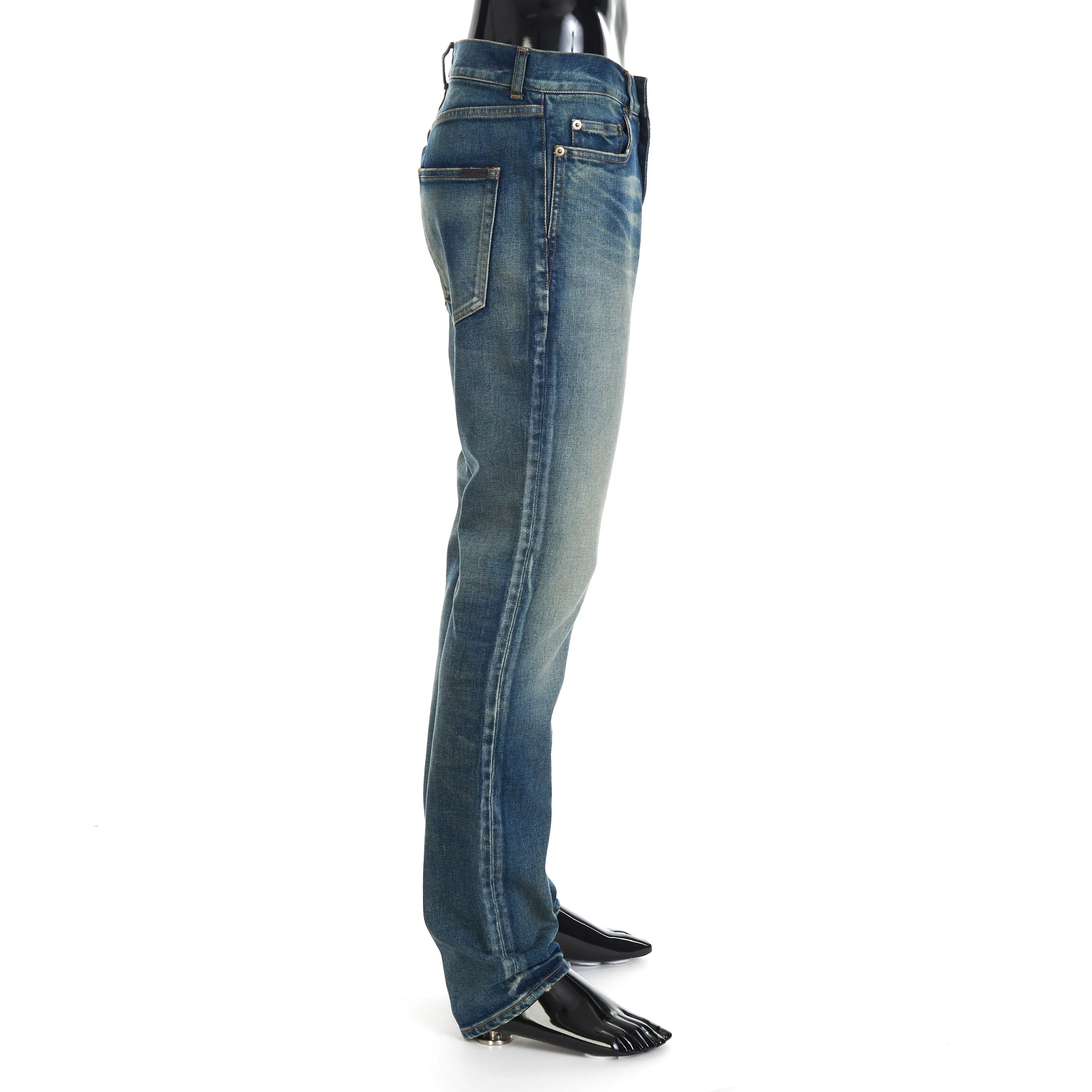 Skinny Jeans - Vintage Blue Denim, Mid Rise, Five Pocket