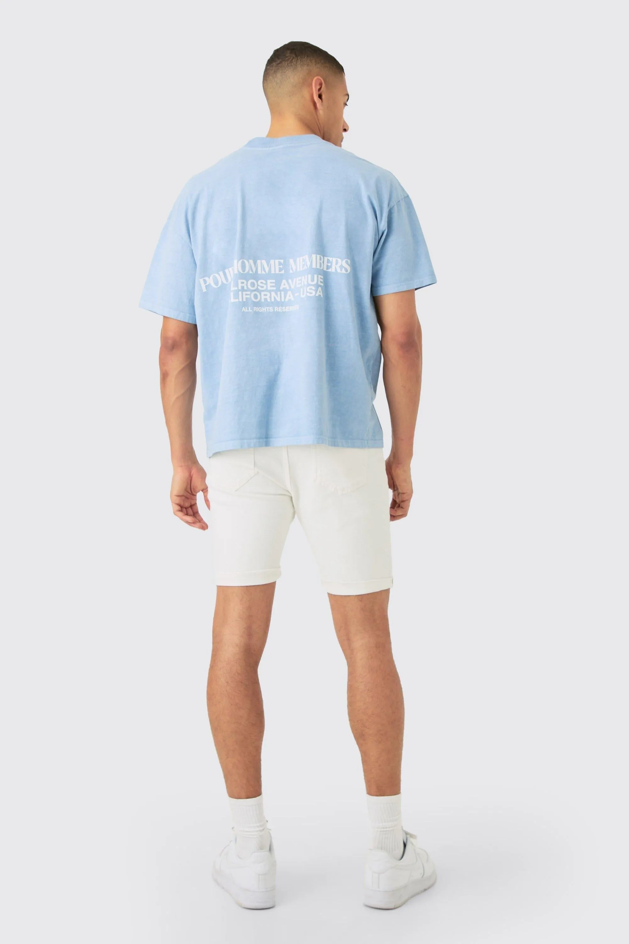 SKINNY STRETCH DENIM SHORTS IN WHITE