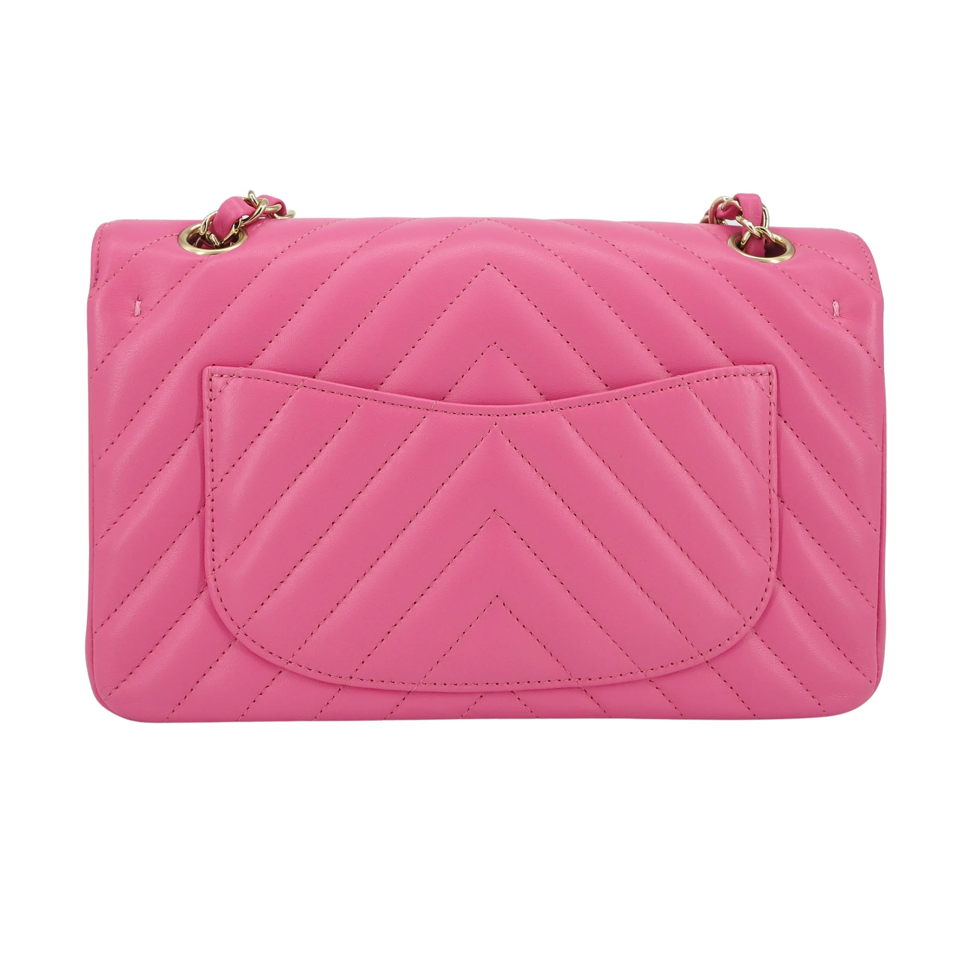 Small Chevron Classic Double Flap Bag in 19C Barbie Pink Lambskin