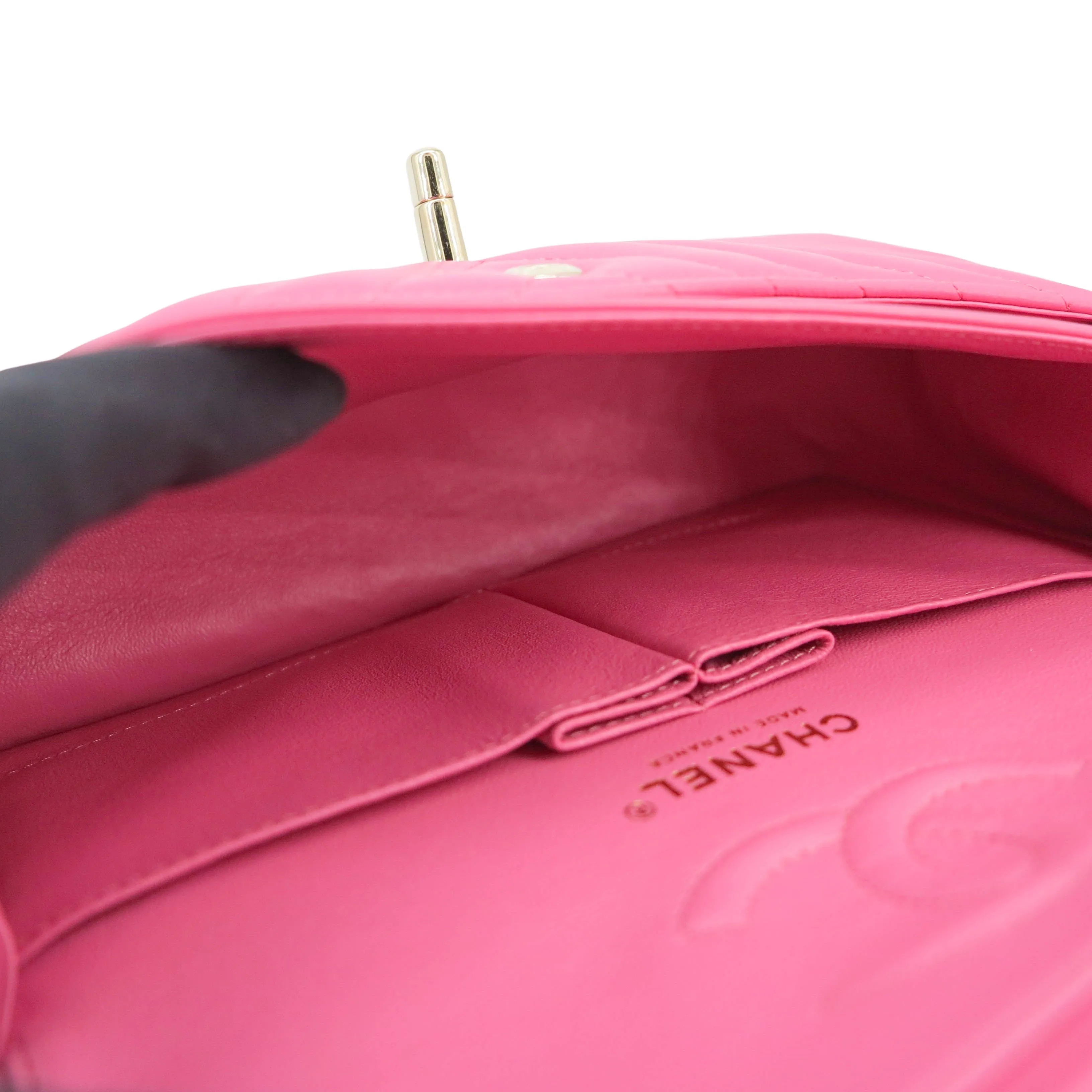 Small Chevron Classic Double Flap Bag in 19C Barbie Pink Lambskin