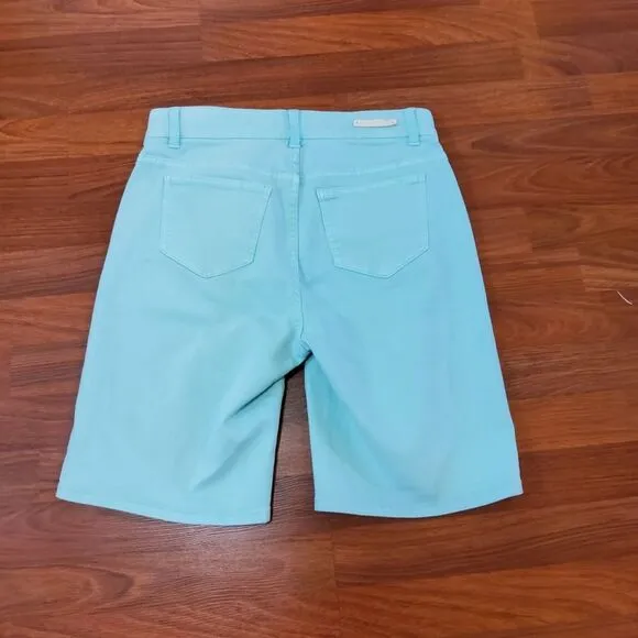 Soft Surroundings Bermuda Denim Jean Shorts Size S Aqua Blue New