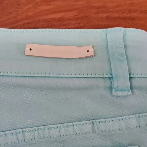Soft Surroundings Bermuda Denim Jean Shorts Size S Aqua Blue New