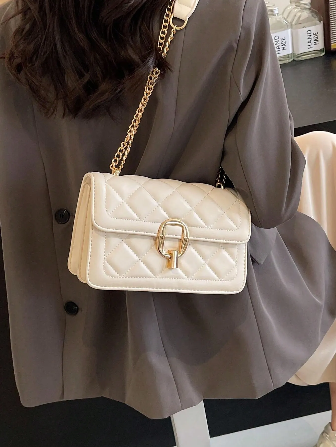 Solid Color Square Crossbody Bag