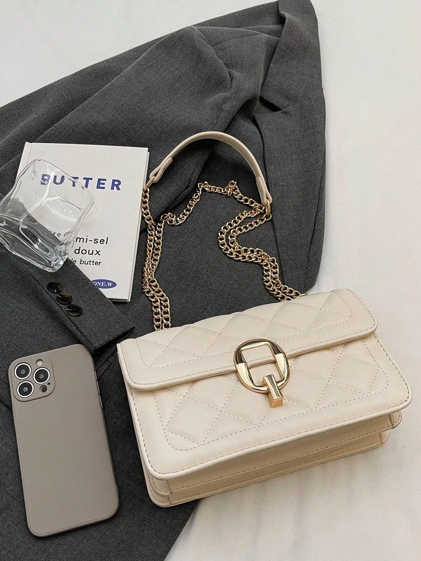 Solid Color Square Crossbody Bag