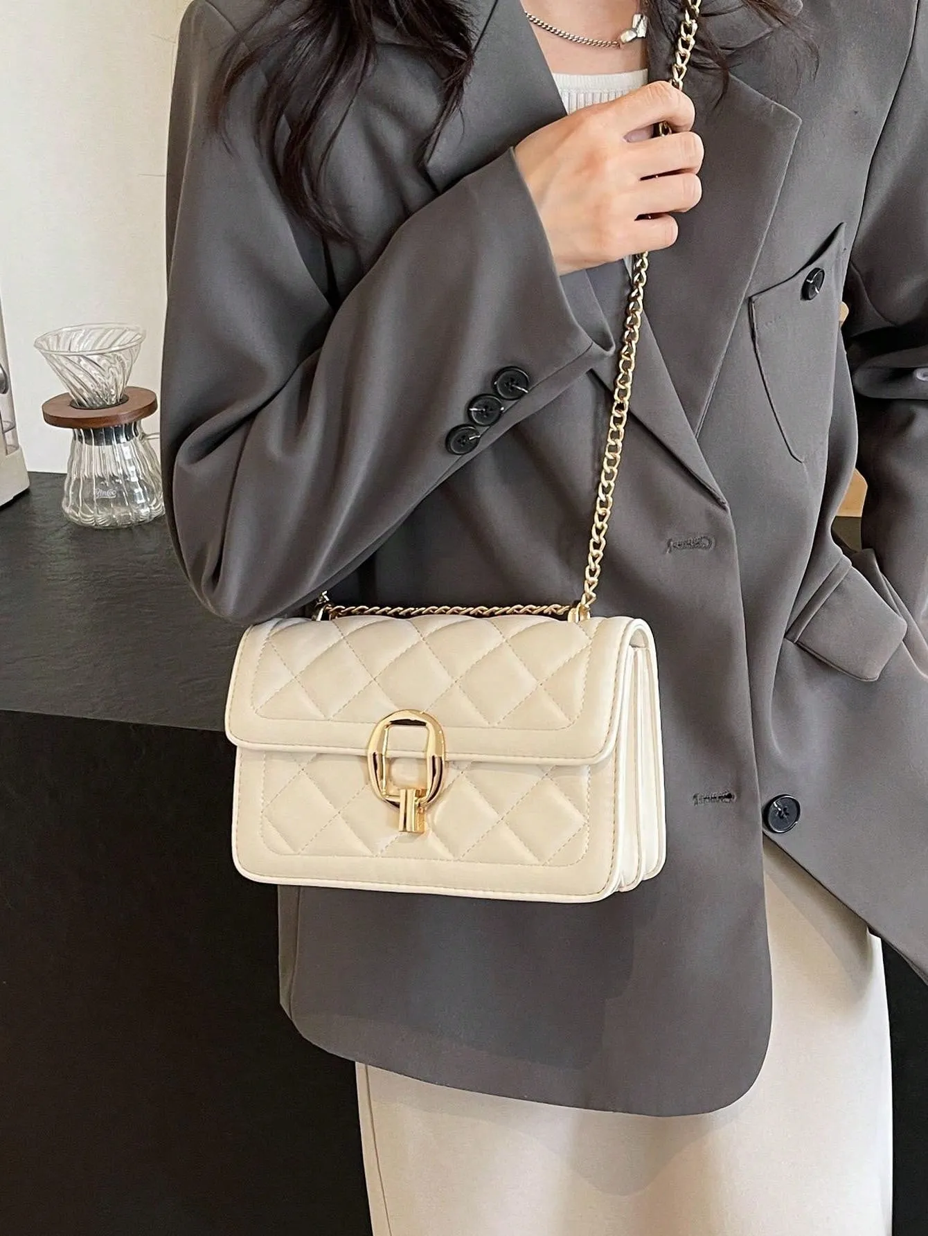 Solid Color Square Crossbody Bag