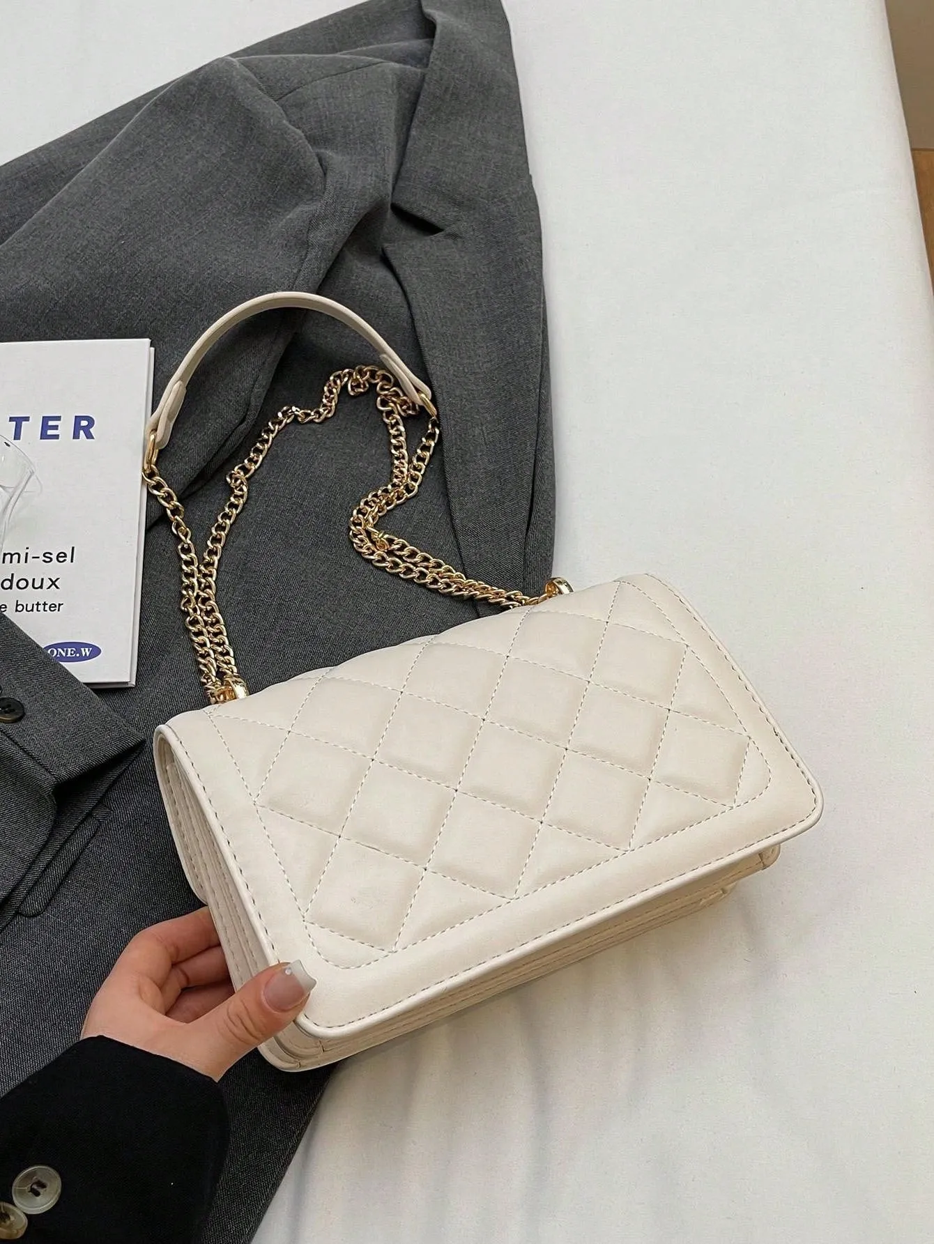 Solid Color Square Crossbody Bag