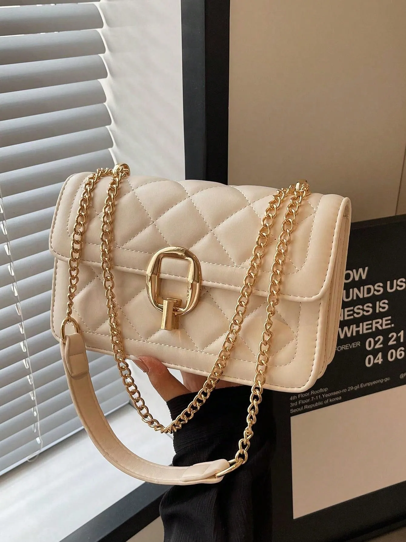 Solid Color Square Crossbody Bag