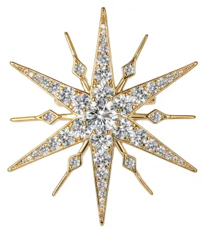 Starburst celebrity brooch pin stunning vintage look gold plated broach jjj35g