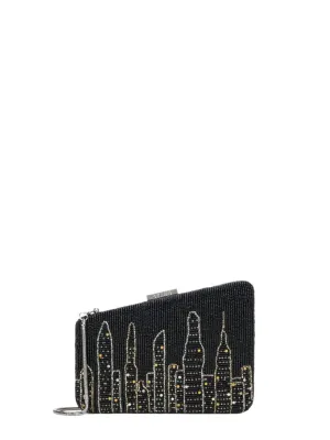 Staud Carmella Beaded Clutch in NYC Skyline