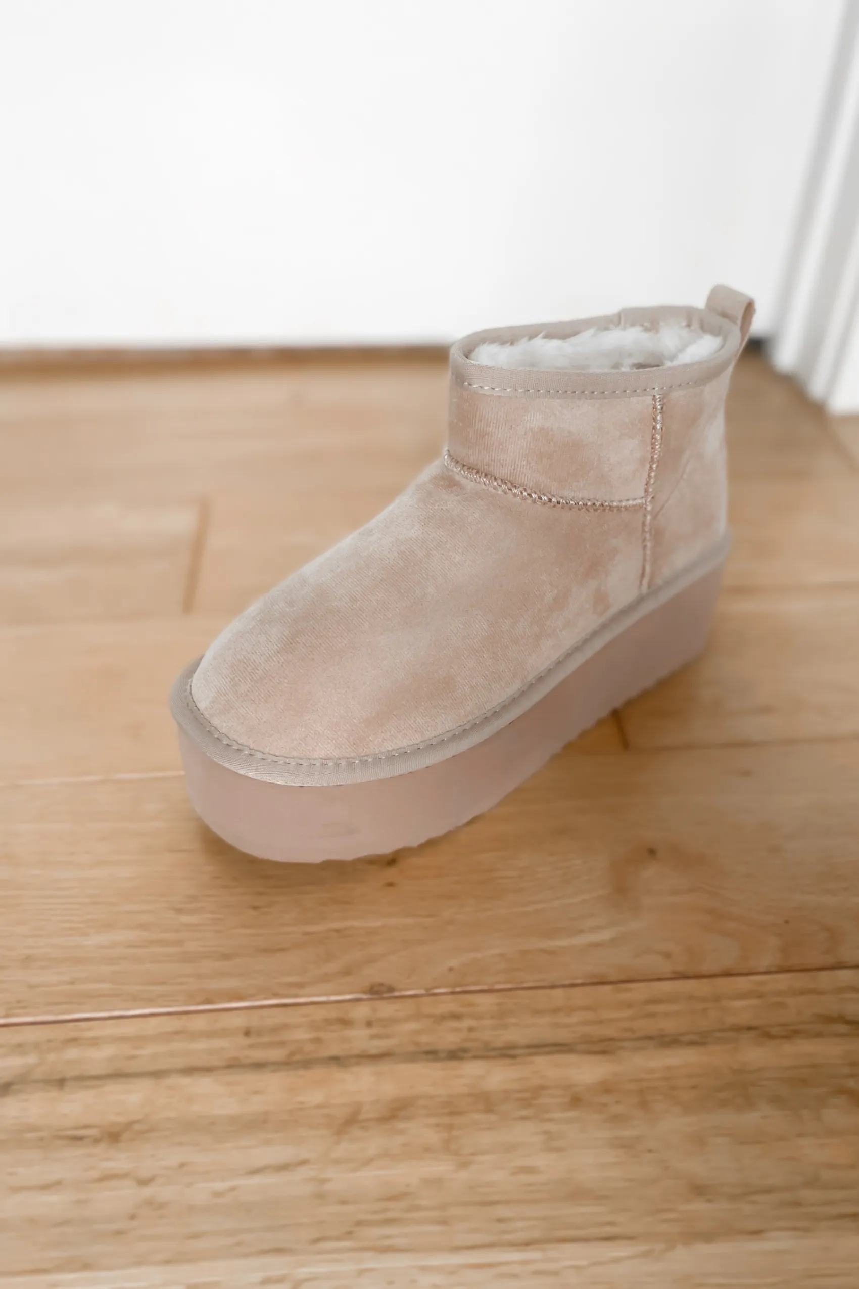 Stay Cozy Mini Suede Ankle Boot - Oatmeal - SALE