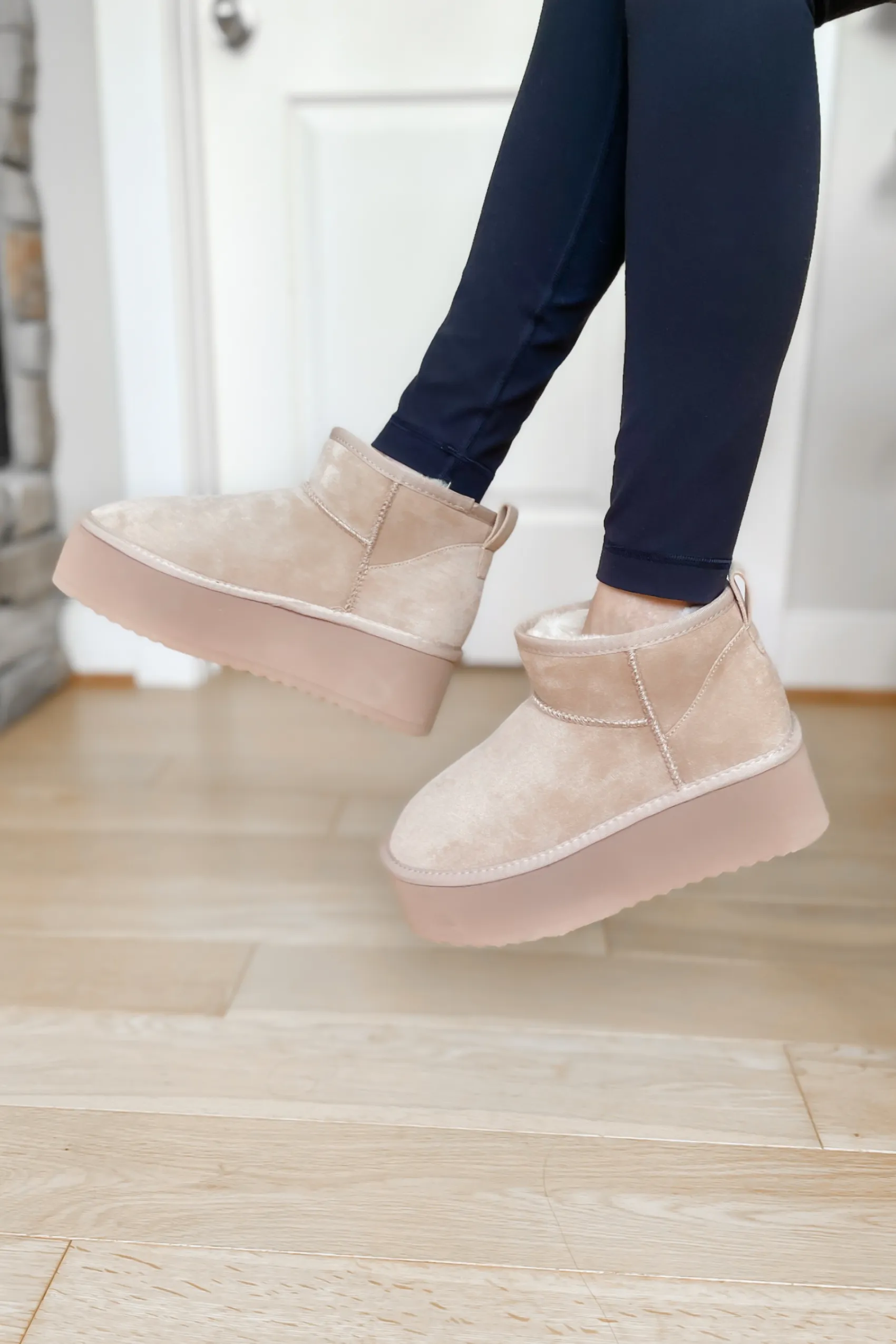 Stay Cozy Mini Suede Ankle Boot - Oatmeal - SALE