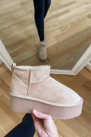 Stay Cozy Mini Suede Ankle Boot - Oatmeal - SALE