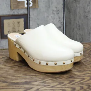 Steve Madden Women's Brooklyn Wooden Platform Clogs BROO07S1 Bone Off White 8M