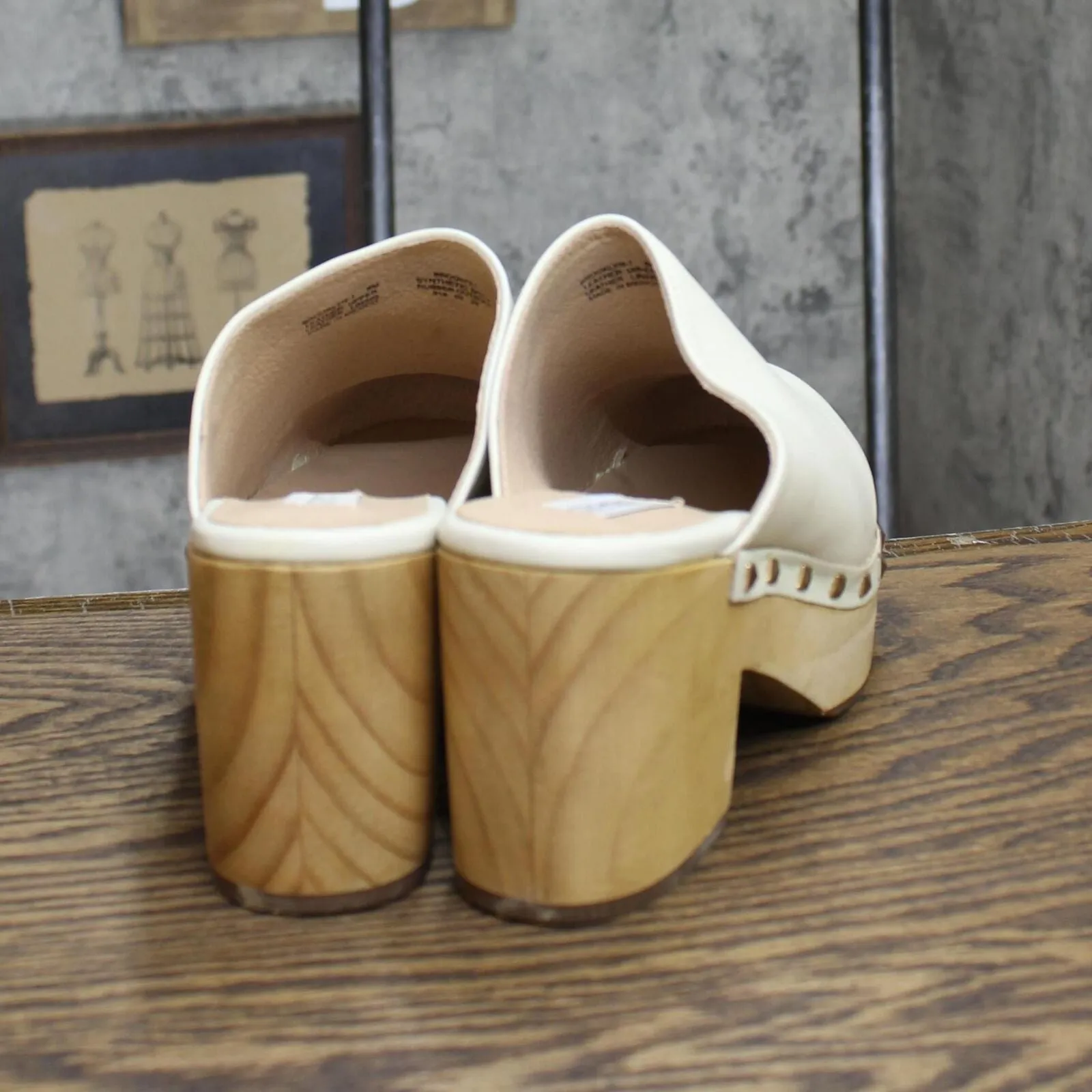 Steve Madden Women's Brooklyn Wooden Platform Clogs BROO07S1 Bone Off White 8M