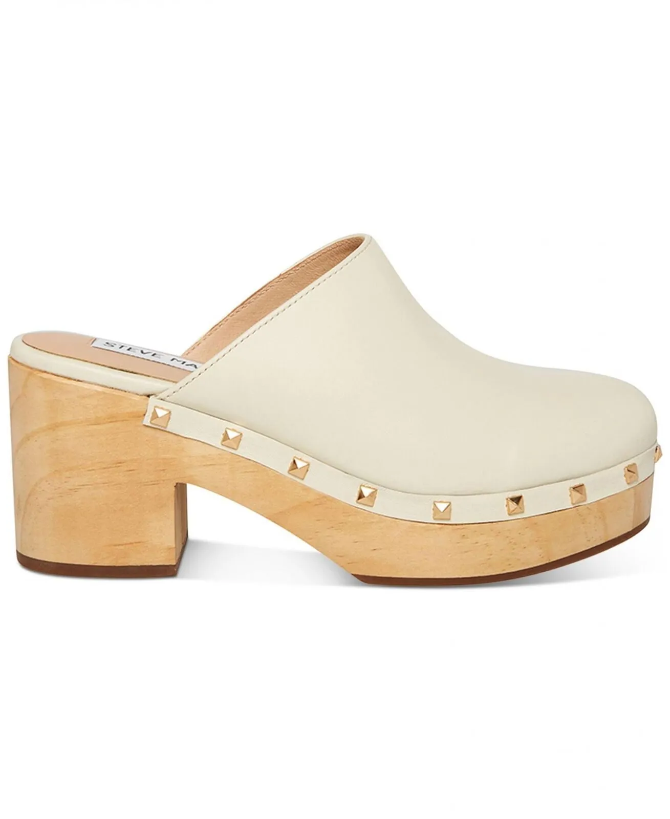Steve Madden Women's Brooklyn Wooden Platform Clogs BROO07S1 Bone Off White 8M