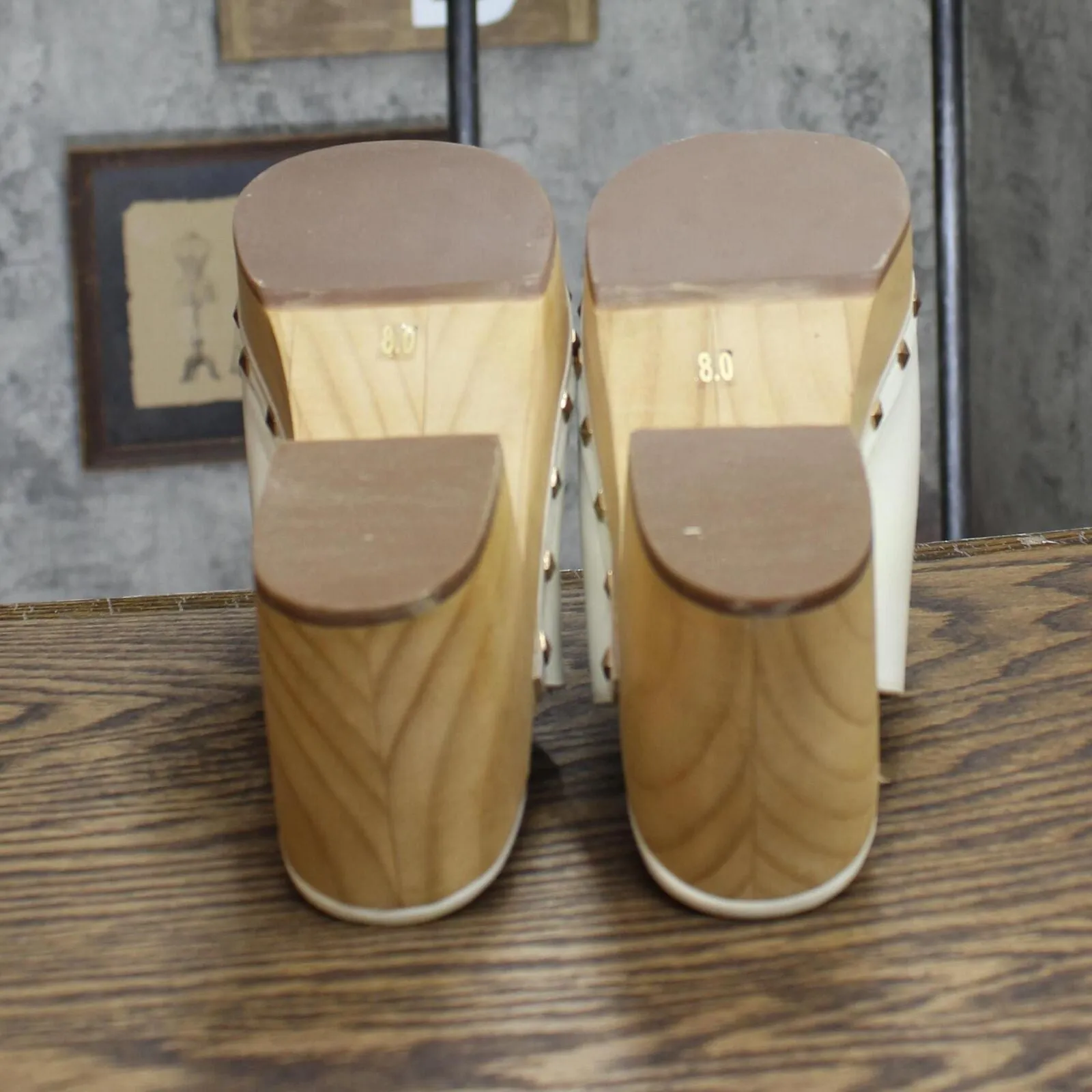Steve Madden Women's Brooklyn Wooden Platform Clogs BROO07S1 Bone Off White 8M