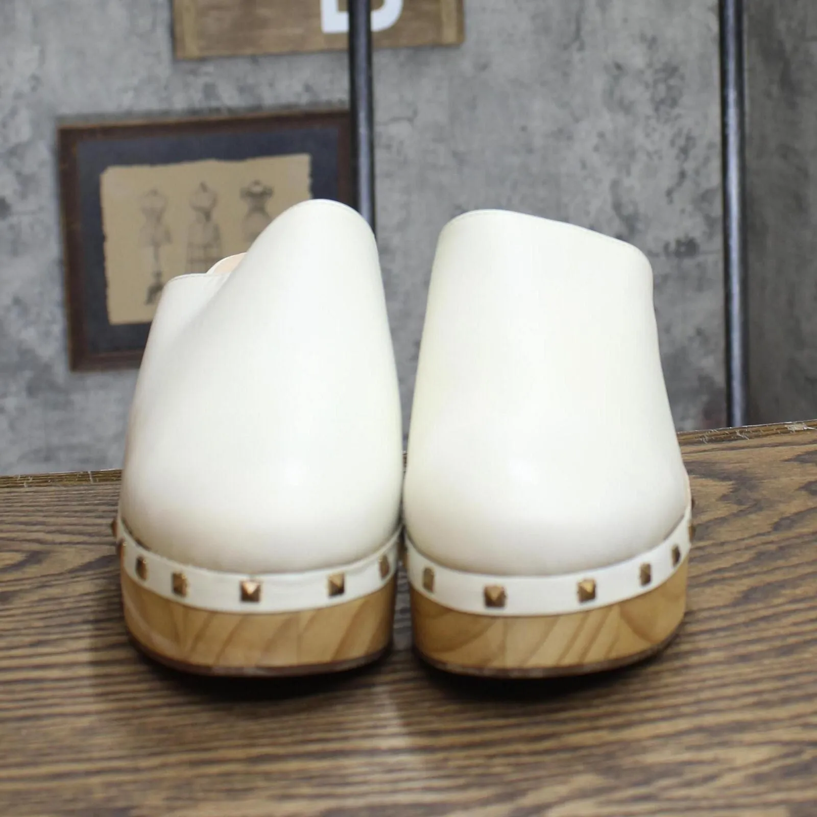 Steve Madden Women's Brooklyn Wooden Platform Clogs BROO07S1 Bone Off White 8M