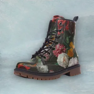 Still Life with Flowers in a Glass Vase Vegan Leather Unisex Boots