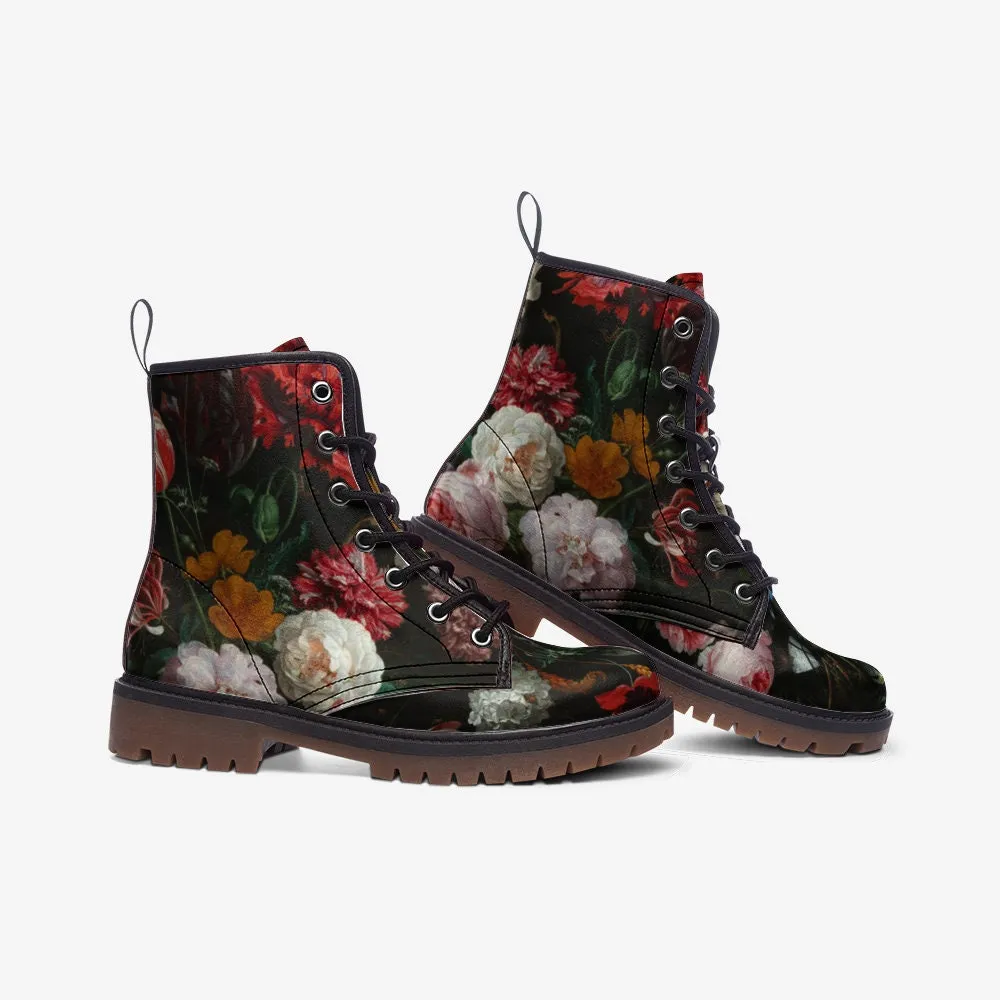 Still Life with Flowers in a Glass Vase Vegan Leather Unisex Boots