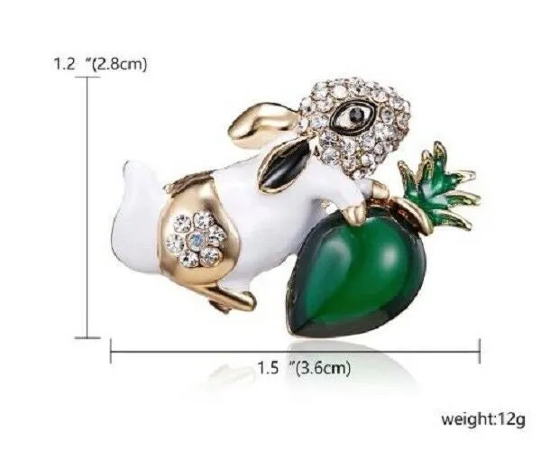 Stunning diamonte gold plated vintage look rabbit christmas brooch cake pin b3