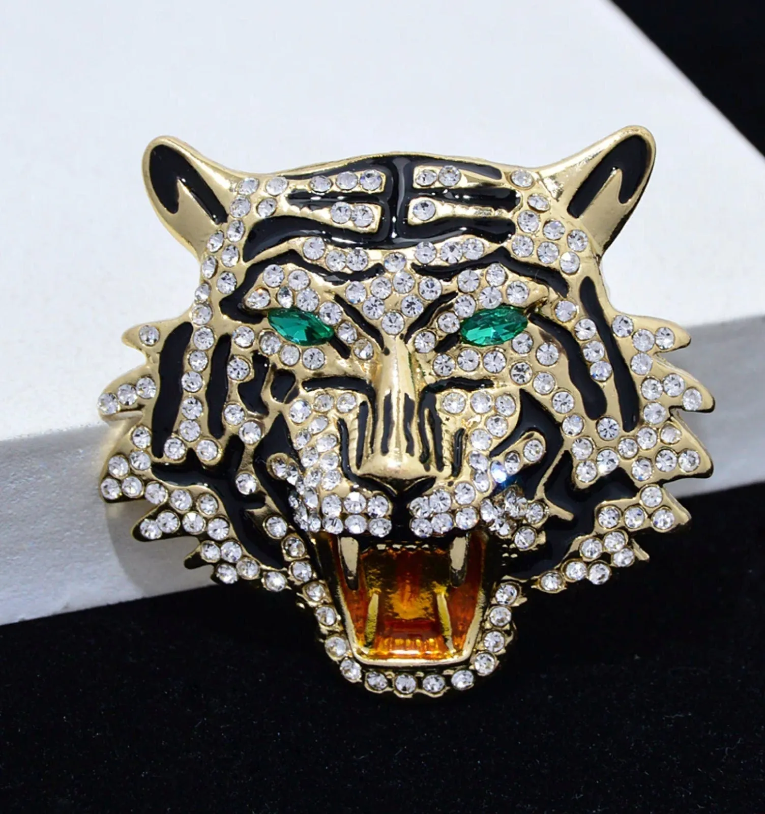 Stunning gold plated retro tiger leopard  king celebrity brooch broach pin jjj27