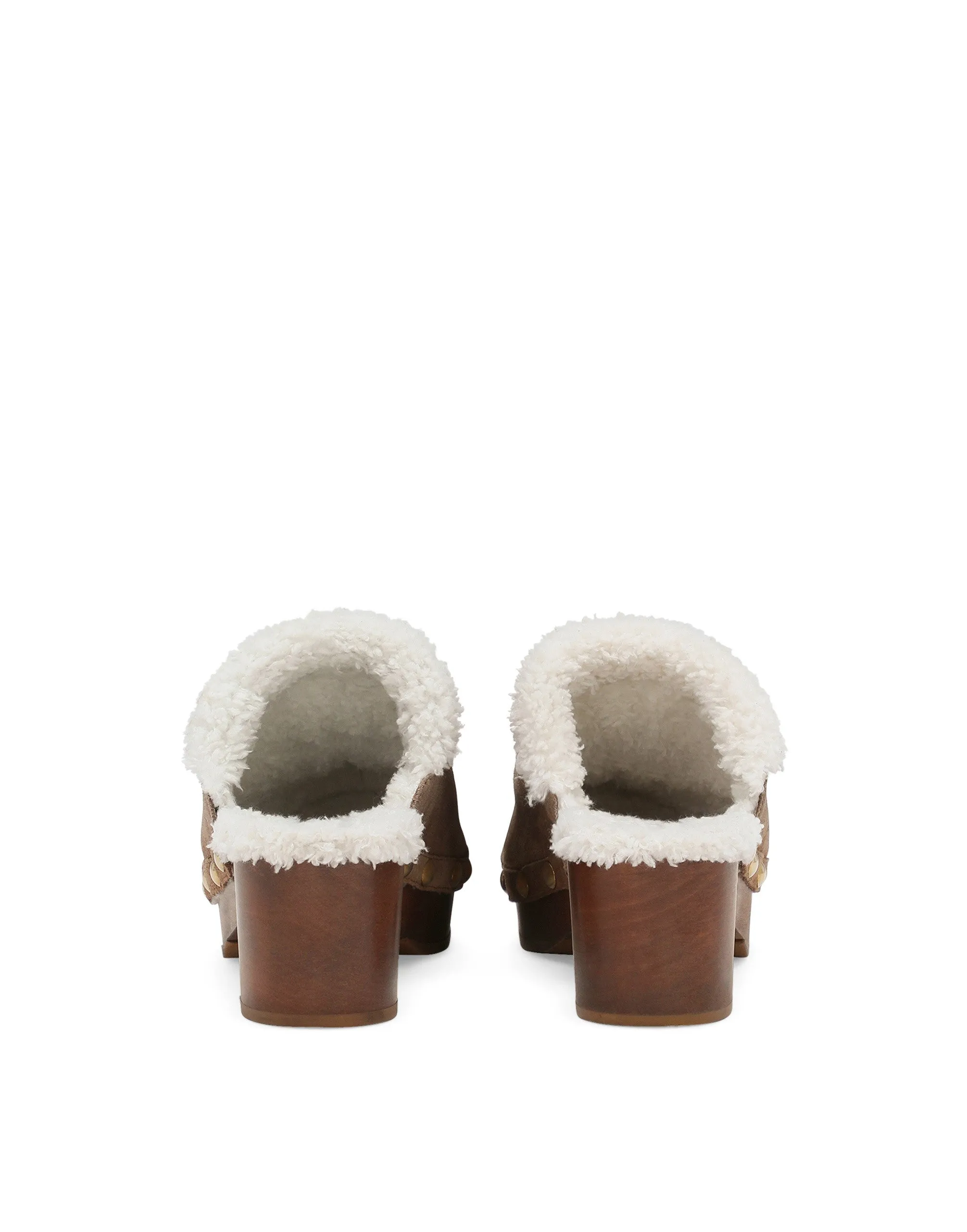 Suede and faux fur clogs