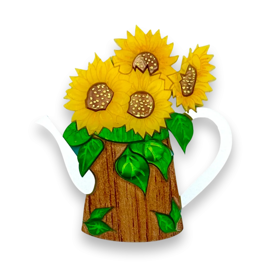 Sunflower🌻watering can - brooch - Set of 2