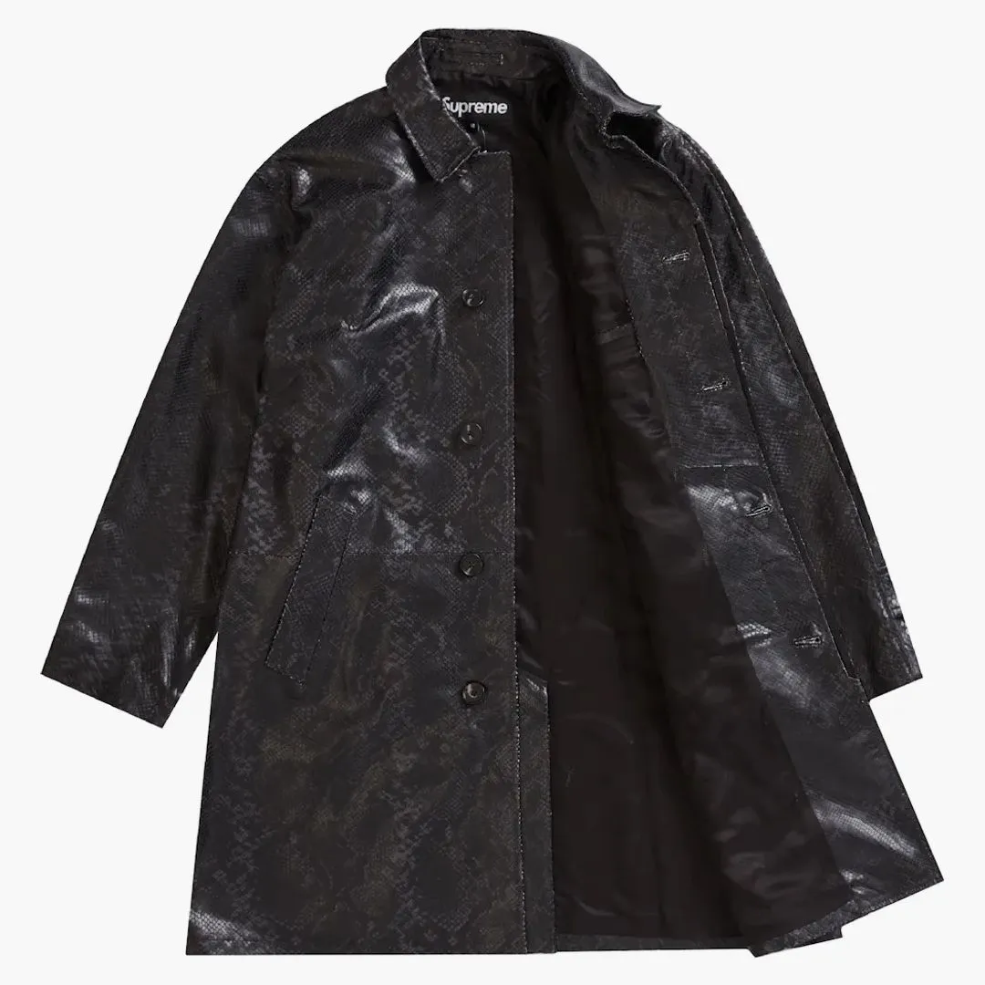 Supreme Leather Snake Trench Coat Black