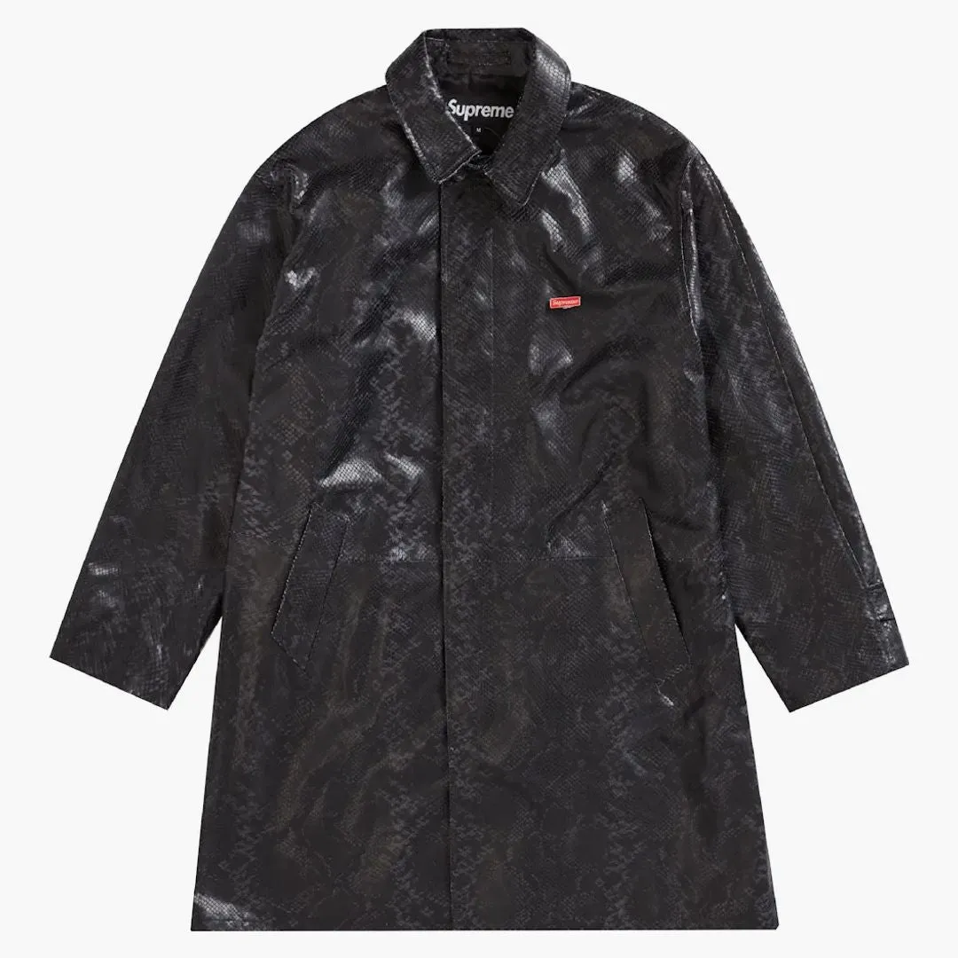 Supreme Leather Snake Trench Coat Black